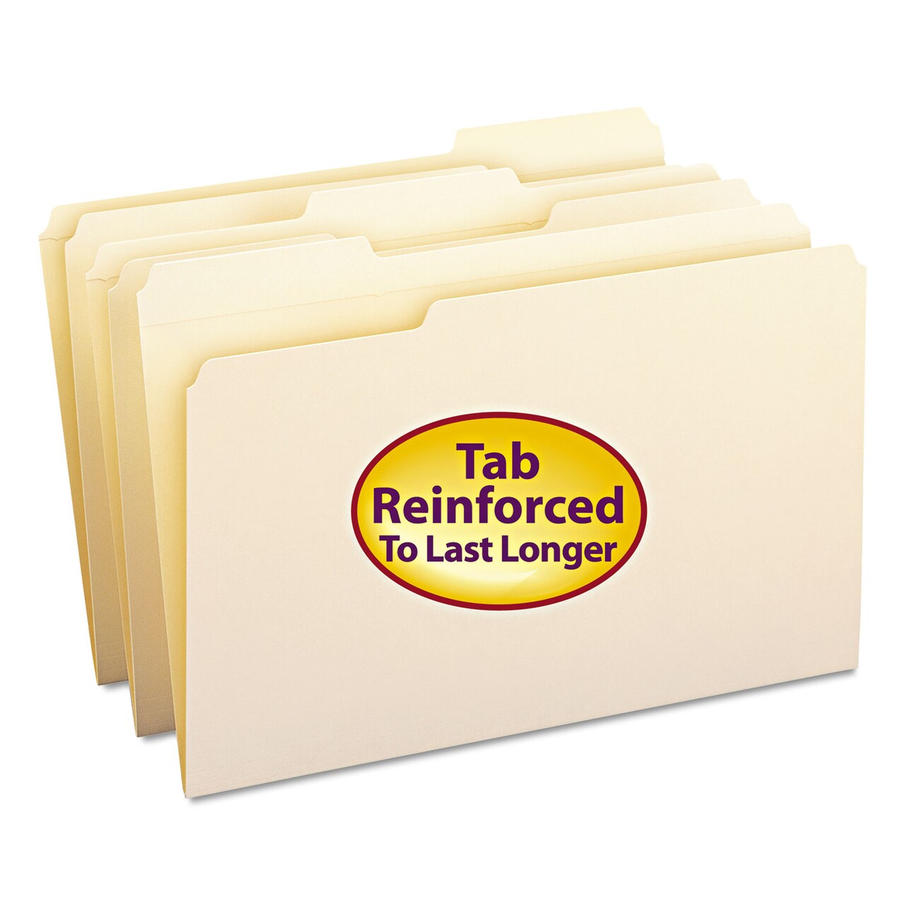Smead Reinforced Tab Manila File Folders 1/3-Cut Tabs Legal Size 11 pt. Manila 100/Box